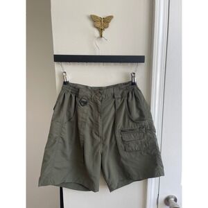 World Wide Sportsman Women Olive Green Nylon Cargo Shorts Size 6 D Ring Waist